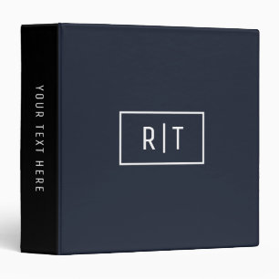 Simple Professional Monogram Navy White Border Binder