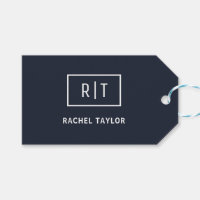 Simple Professional Monogram Navy White Border