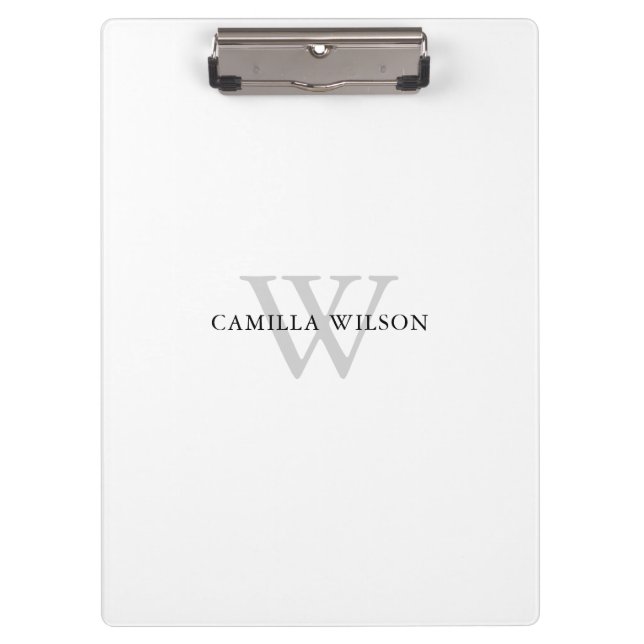 Simple Professional Monogram Personalized Clipboard (Front)