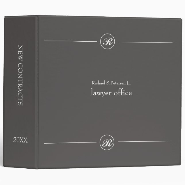 Simple professional  monogrammed Black Binder (Front/Spine)