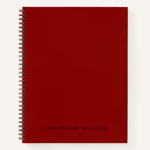 Simple Professional Monogrammed Name   Red Notebook