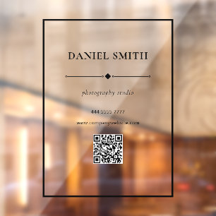 Simple Professional Office Black Frame with QRcode Window Cling