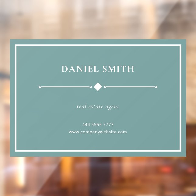 Simple Professional Office White Frame Teal Green Window Cling (Sheet 2)