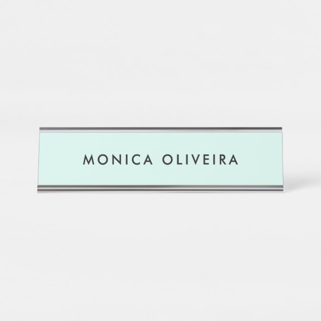 Simple Professional Pastel Green Desk Name Plate (Front)