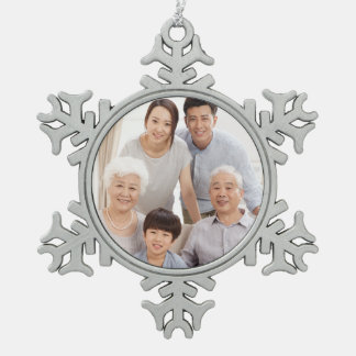 Simple Professional Photo  Snowflake Pewter Christmas Ornament