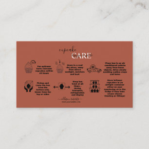 Simple Professional Terracotta Cupcake Care Business Card