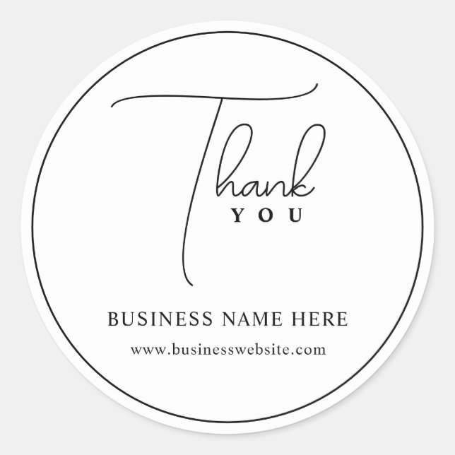 Simple Professional Thank You Business Event Party Classic Round Sticker (Front)