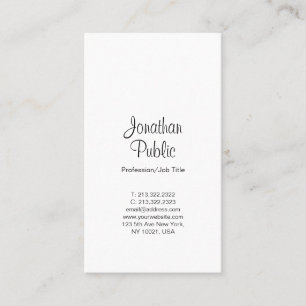 Simple Professional White Elegant Modern Vertical Business Card