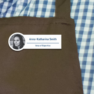 Simple Profile Image Expertise Blue White Name Tag