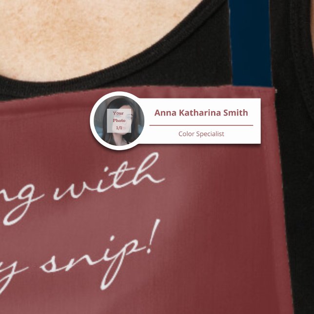 Simple Profile Image Expertise Name Tag (Simple Profile Image Expertise Name Tag, Smoky Topaz & White)