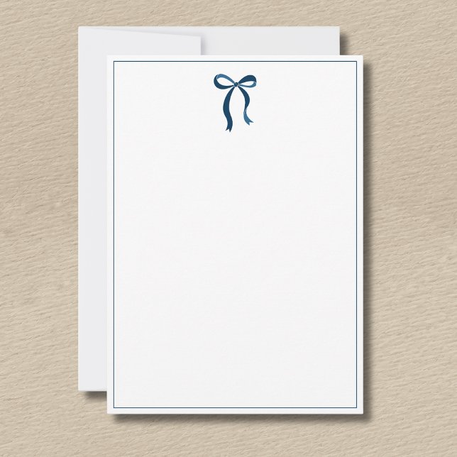 Simple Prussian Blue Bow Thin Border No text Card (Creator Uploaded)