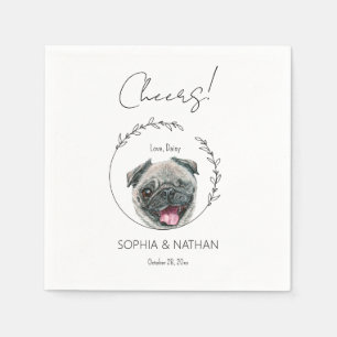 Simple Pug Dog Wedding Cocktail Napkins