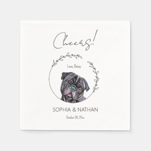 Simple Pug Dog Wedding Cocktail Napkins