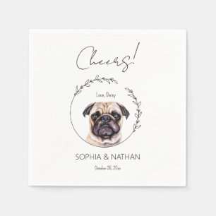 Simple Pug Dog Wedding Cocktail Napkins