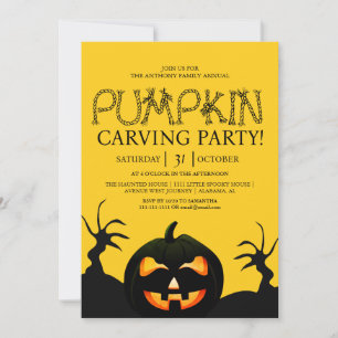 Simple Pumpkin Carving Party Halloween Spooky Invitation