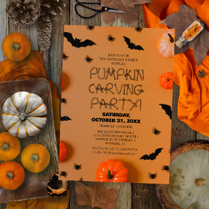 Simple Pumpkin Carving Party Halloween Spooky Invitation