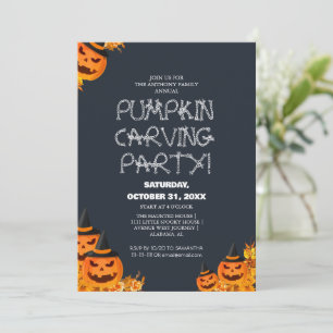 Simple Pumpkin Carving Party Halloween Spooky  Invitation