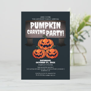 Simple Pumpkin Carving Party Halloween Spooky  Invitation