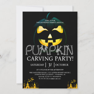 Simple Pumpkin Carving Party Halloween Spooky Invitation