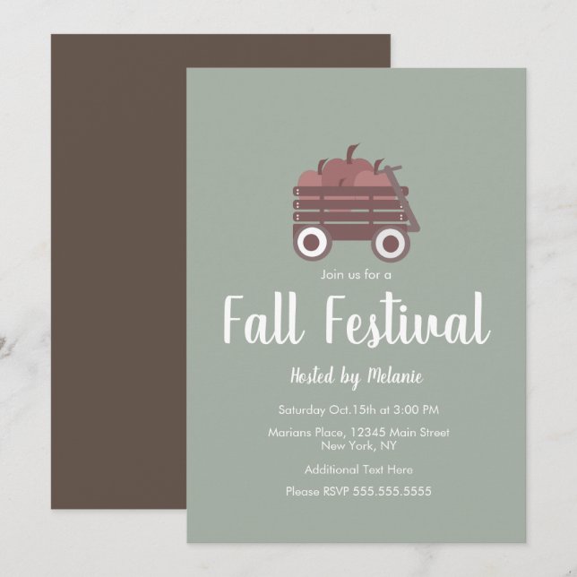 Simple Pumpkin Halloween Fall Festival Invitation (Front/Back)