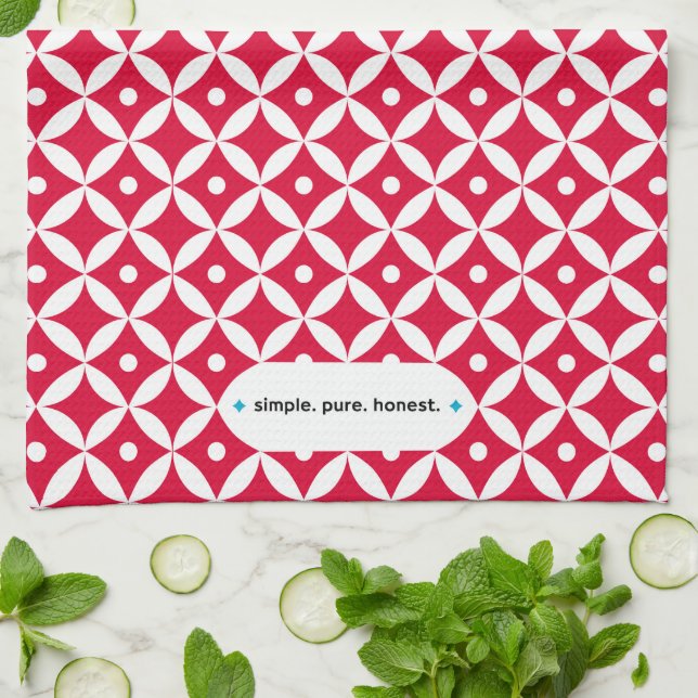 Simple. Pur. Honnête - serviette de cuisine rouge (Plié)