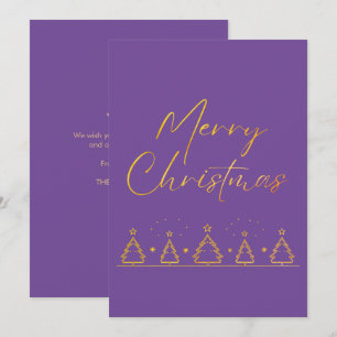 Simple Purple and Gold Christmas Tree Holiday Card