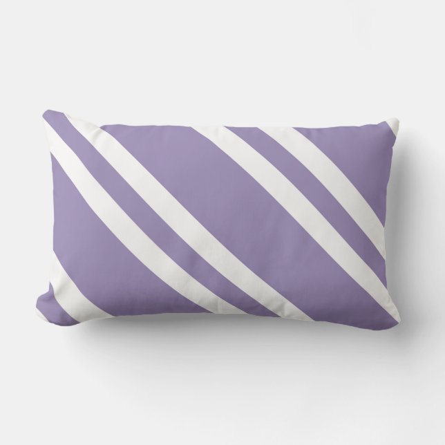 Simple Purple and White Striped Pattern Lumbar Pillow (Front)