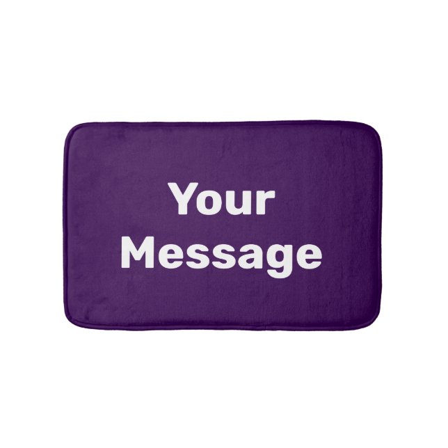 Simple Purple and White Your Message Text Template Bath Mat (Front)