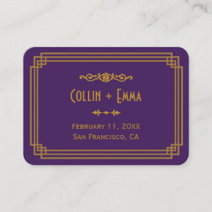 Simple Purple Art Deco Wedding Place Cards