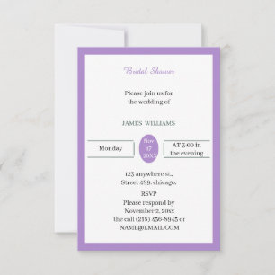 Simple Purple Bridal Shower Invitation