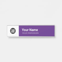 Simple Purple Business Logo Name Profession Door Sign