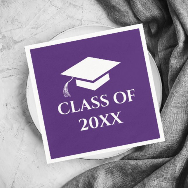 Simple Purple Class of Graduation Year Napkin (Simple Purple Graduating Class Graduation Party Napkins.)