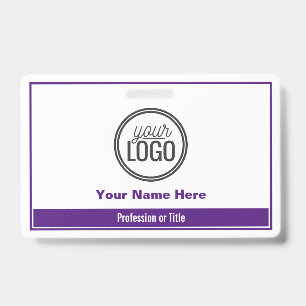Simple Purple Colour Block Professional Name Tag Badge