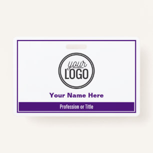Simple Purple Colour Block Professional Name Tag Badge
