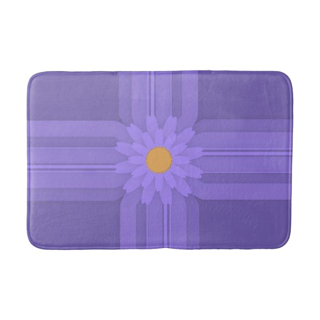 Simple Purple Flower on Cross Modern Bath Mat (Front)
