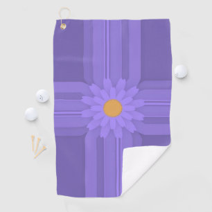 Simple Purple Flower on Cross Modern Golf Towel