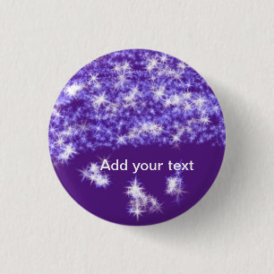 Simple purple glitter sparkle stars add your text  1 inch round button