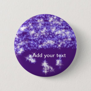 Simple purple glitter sparkle stars add your text 2 inch round button