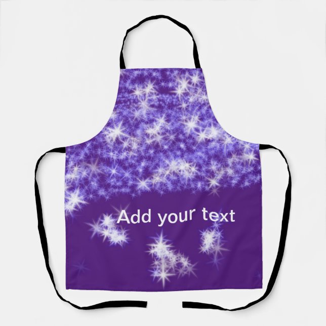 Simple purple glitter sparkle stars add your text  apron (Front)