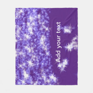 Simple purple glitter sparkle stars add your text fleece blanket