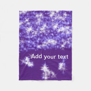 Simple purple glitter sparkle stars add your text  fleece blanket
