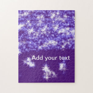 Simple purple glitter sparkle stars add your text jigsaw puzzle