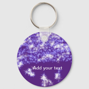 Simple purple glitter sparkle stars add your text keychain