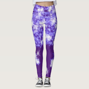 Simple purple glitter sparkle stars add your text leggings