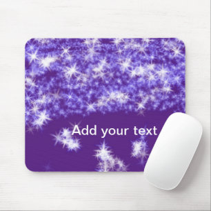 Simple purple glitter sparkle stars add your text  mouse pad