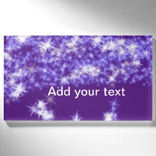 Simple purple glitter sparkle stars add your text name tag