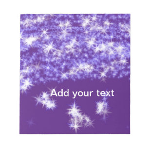 Simple purple glitter sparkle stars add your text  notepad