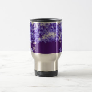 Simple purple glitter sparkle stars add your text travel mug