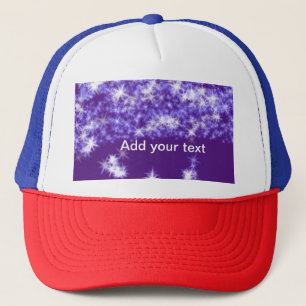 Simple purple glitter sparkle stars add your text  trucker hat