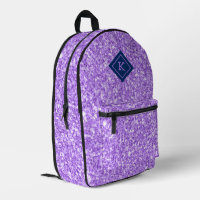 Simple purple glitter texture print | monogram